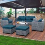 Fabric Cushioned Rattan Sofa - Image 8