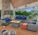 Fabric Cushioned Rattan Sofa - Image 7