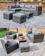Fabric Cushioned Rattan Sofa - Image 3